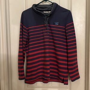 L.L. Bean M blue/red Striped polo rugby Henley shirt